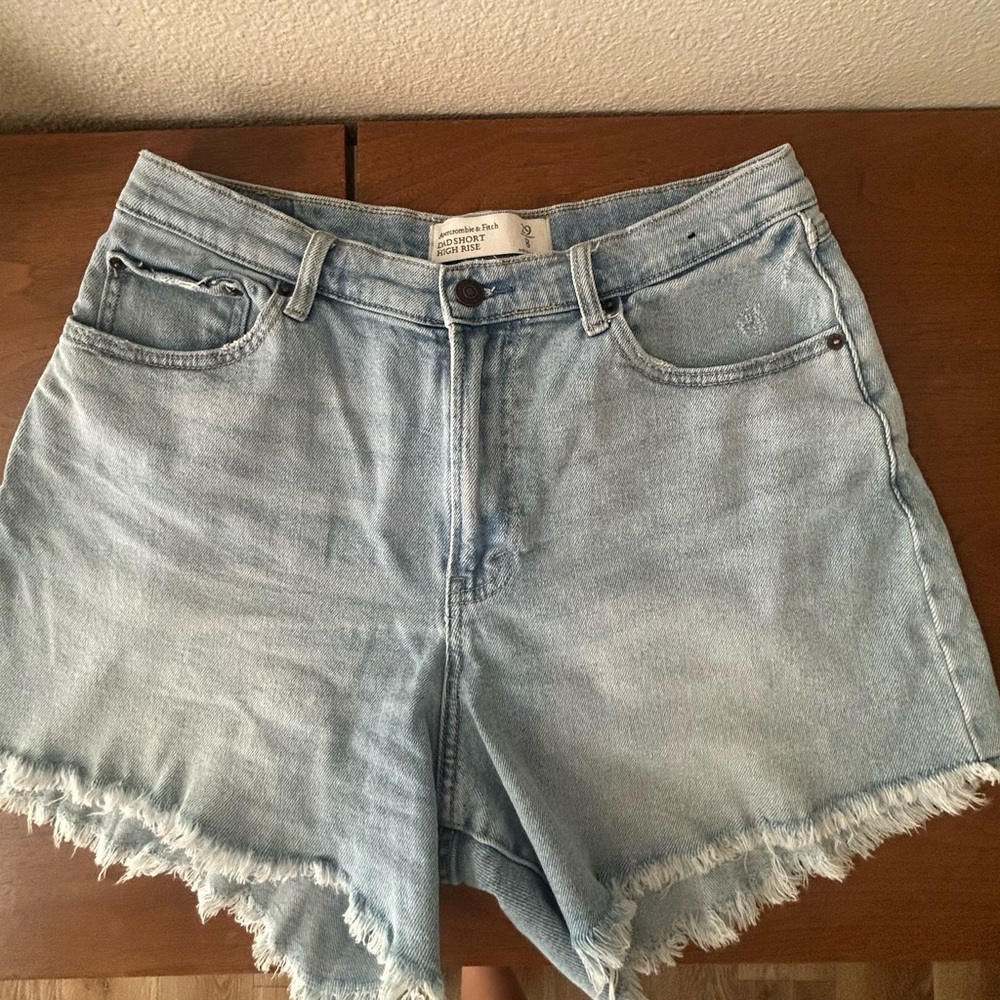 Light Blue Denim Frayed Hem Shorts